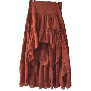 ERIKA PENA Rita Rumba boho high low ruffle hem tiered flowy skirt Sienna M/L